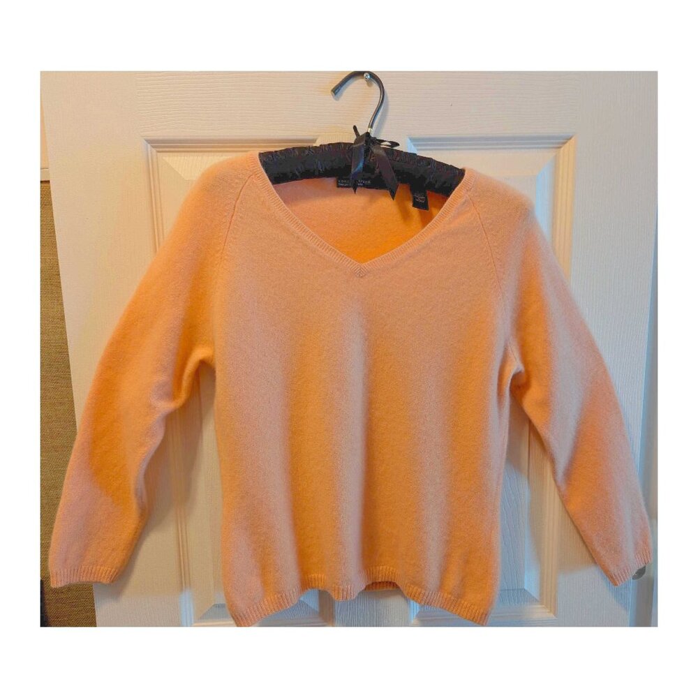 Peach Cashmere Sweater V-Neck Lord & Taylor PS